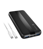 Power banka Natec TREVI SLIM Q V2 10000mAh, 2X USB-A 18W, 1X USB-C 20W, USB-C - USB0-C kabel, černá