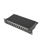 PATCH PANEL 12PORT 1U 10" CAT.6 FTP STÍNĚNÝ ČERNÝ