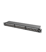 PATCH PANEL 24 PORTŮ 1U 19" CAT.6 FTP STÍNĚNÝ ČER