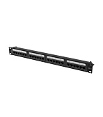 PATCH PANEL 24 PORTŮ 1U 19" CAT.6A UTP ČERNÝ LANB