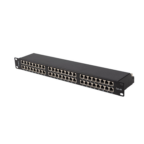 PATCH PANEL 48 PORTŮ 1U 19" CAT.6A FTP STÍNĚNÝ ČERNÝ LANBERG