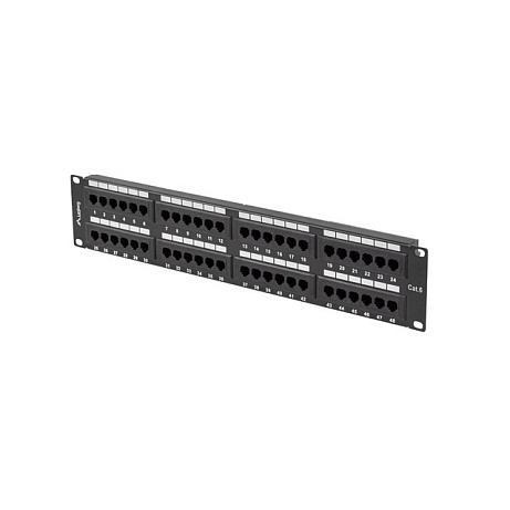 PATCH PANEL 48 PORTŮ 2U 19" CAT.6 UTP ČERNÝ LANBERG