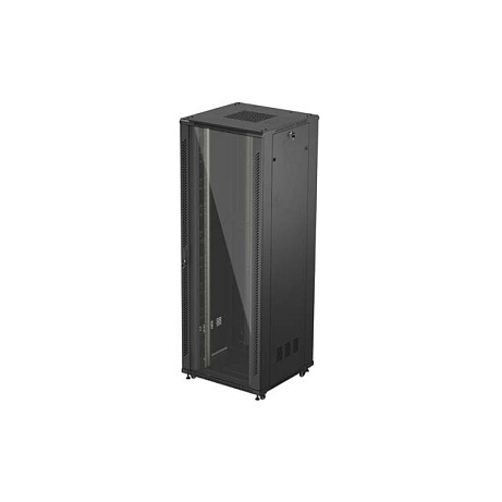 19" VOLNĚ STOJÍCÍ RACKOVÁ SKŘÍŇ 47U 800X800 ČERNÉ SKLENĚNÉ DVEŘE LANBERG (PLOCHÉ BALENÍ)