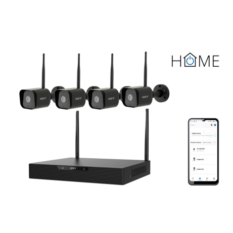 iGET HOME NVR N4C4 - CCTV bezdrátový Wi-Fi set FullHD 1080p, 4CH NVR + 4x kamera 1080p se zvukem