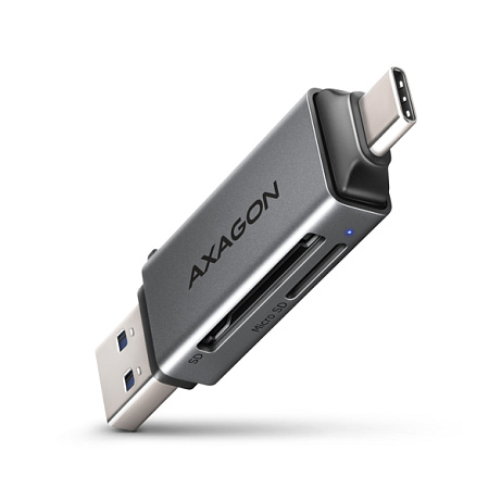 BAZAR - AXAGON CRE-DAC, USB-C + USB-A, 5 Gbps - MINI čtečka karet, 2-slot & lun SD/microSD, - Po opravě (Komplet)