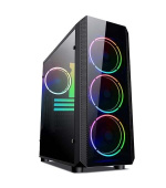 BAZAR - VeinX case Mars MAR01A Mid Tower, bez zdroje, 3xUSB, průhledná bočnice, 4xARGB Fan 120mm, černá, lehce poškozeno