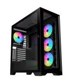 BAZAR - VeinX case GL29AL-BK, ATX, Průhledná bočnice, 4x 120mm ARGB Fan, ARGB Hub, Černá - Rozbaleno (Komplet)