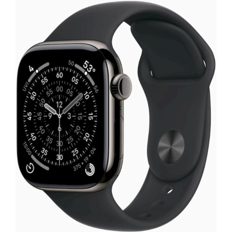 Apple Watch Series 11 GPS + Cellular 42mm Slate Titanium Case with Black Sport Band - S/M
