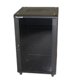 XtendLan 19" stojanový rozvaděč 27U 600x800, nosnost 800kg, skleněné dveře, plná záda, kolečka, rozložený, černý