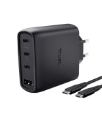 TRUST GaN Nabíječka MAXO 65W, 3xUSB-C,1xUSB-A, černá