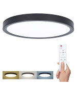 Solight LED osvětlení s dálkovým ovladačem Estela Black, 36W, 2700lm, 30cm, změna chromatičnosti, stmívatelné