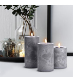 Solight sada LED svíček s časovačem, 3x svíčka, 10/13/15cm, šedá, 2xAA