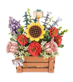 RoboTime 3D dřevěná skládačka Truhlík s květinami