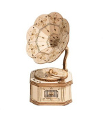 RoboTime dřevěné 3D puzzle Starožitný gramofon