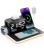 WG Multifunkční zařízení 7v1 (hodiny, datum, teplota, nabíječka telefon+hodinky+sluchátka)