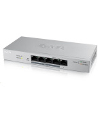 Zyxel GS1200-5HPv2 5-port Desktop Gigabit Web Smart PoE switch, 4x PoE+ GbE, PoE 60W, fanless