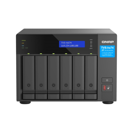 QNAP TVS-h674-i3-16G (4core 4,3GHz, ZFS, 16GB RAM, 6x SATA, 2x M.2 NVMe, 2x PCIe, 2x 2,5GbE, HDMI)