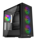 EVOLVEO Scorpio, skříň eATX/ATX, 4x ARGB ventilátor 120mm, boční panel temperované sklo + mřížkovaný přední panel