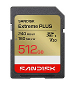 SanDisk SDXC karta 512GB Extreme PLUS (R240/W160 MB/s Class 10, UHS-I U3 V30)