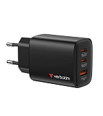 VERBATIM GaN Nabíječka Essentials 65W, 2xUSB-C, 1xUSB-A, černá