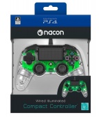 Nacon Wired Compact Controller - ovladač pro PlayStation 4 - průhledný zelený
