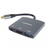 PremiumCord adaptér USB-C na HDMI, USB3.0, PD, rozlišení 4K a FULL HD 1080p