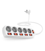 CONNECT IT prodlužovací kabel 230V, 5 zásuvek, 2m, s vypínači, bílá