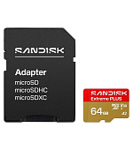 SanDisk MicroSDHC karta 64GB Extreme PLUS (R200/W90MB/s, UHS-I V30, Rescue Pro Deluxe) + adaptér