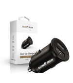 RhinoTech LITE MINI kovový duální USB-A nabíjecí adaptér do auta 24W černá