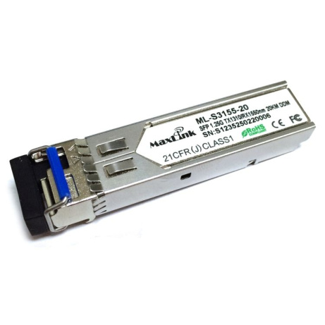 MaxLink 1.25G SFP optický modul, WDM(BiDi), SM, Tx 1310/Rx1550nm, 20km, 1x LC konektor, DDM