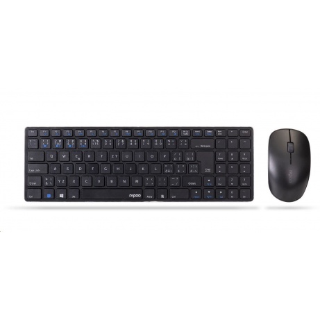 RAPOO set klávesnice+myš 9300M, Wireless Multi-Mode Slim Mouse and Ultra-Slim Keyboard, černá