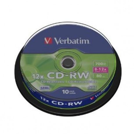 VERBATIM CD-RW(10-Pack)Spindle/8x-12x/High Speed/DLP/700MB