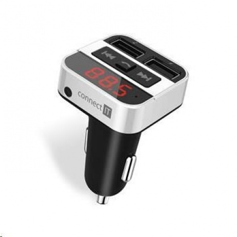 CONNECT IT InCarz Bluetooth transmitter, 2x USB 3,1A, stříbný