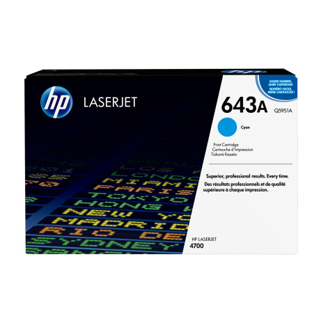 HP 643A Cyan LJ Toner Cart, 10 000s tr, Q5951A (10,000 pages)