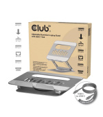 Club3D Nastavitelný hliníkový stojan pro notebook s USB-C hubem na 2xUSB, 1xHDMI, 2xUSB-C, 1xRJ45, 360°, 100W, 4K60Hz