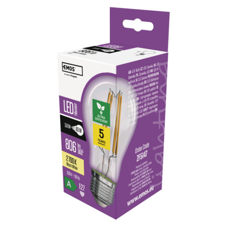 LED žárovka A60/E27/3,8W/60W/806lm/teplá bílá