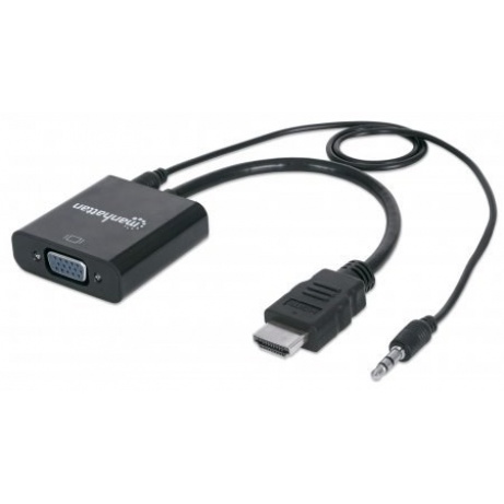 MANHATTAN převodník z HDMI na VGA + audio (HDMI Male to VGA Female, with audio, Polybag)