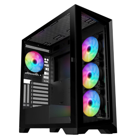 BAZAR - VeinX case GL29AL-BK, ATX, Průhledná bočnice, 4x 120mm ARGB Fan, ARGB Hub, Černá - Rozbaleno (Komplet)