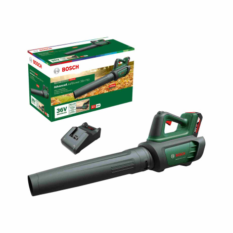 BOSCH AdvancedLeafBlower 36V-750, akumulátorový foukač na listí, 36 V, proudění 100 – 200 km/h, akumulátor 2.0 Ah