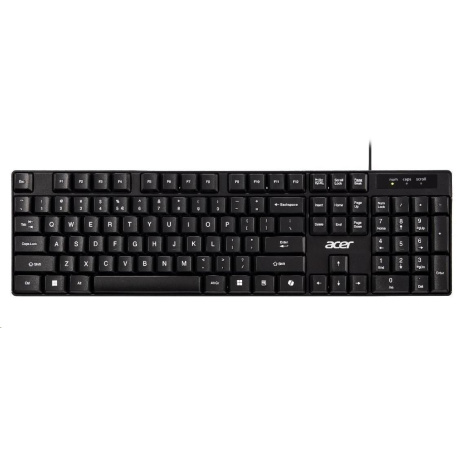 ACER drátová klávesnice AKW100,USB 2.0,5 mil. úhozů,voděodolná,Black
