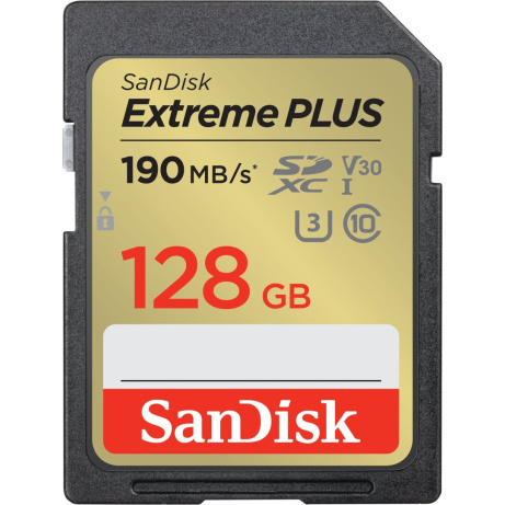 SanDisk Extreme PLUS/SDXC/128GB/190MBps/UHS-I U3 / Class 10