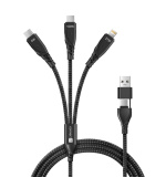 CONNECT IT Nabíjecí kabel Wirez 6v1, USB-C/USB, Lightning + 2x USB-C, 1.25m, černá