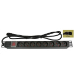 BAZAR - 19" rozvodný panel LEXI-Net 8x230V, ČSN, vypínač, indikátor napětí, kabel 1,8m, 1U, přívodní kabel pro UPS-obal