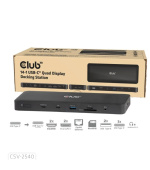 Club3D Dokovací stanice USB-C 14v1, 2xHDMI, 2xDP, 3xUSB-C, 1xUSB-C PD, 2xUSB, 1xRJ45, 1x3.5mm, microSD/SD, černá