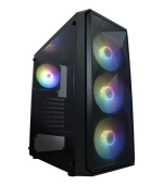 VeinX case ME19A Mid Tower, bez zdroje, 1x USB3.0, 1x USB2.0, 4x 120mm ARGB Fan, 1x ARGB Controller, černá