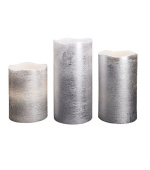 Solight sada LED svíček, 3x svíčka, 10/13/16cm, stříbrná barva, 3x AAA