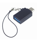 PremiumCord adaptér USB-C male - USB3.0 A female, OTG, černý s očkem na zavěšení