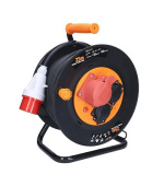 Solight prodlužovací přívod na bubnu, 3 zásuvky, 400V + 230V, 25m gumový kabel 5x1,5mm2, IP44