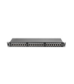 LANBERG PATCH PANEL 24 PORTŮ 1U 19" CAT.5E FTP STÍNĚNÝ ČERNÝ