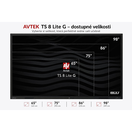 AVTEK TS 8 Lite G 98, interaktivní dotykový displej 98", 4K, 8GB/128GB, EDLA, Android 14